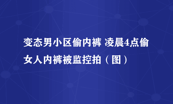 变态男小区偷内裤 凌晨4点偷女人内裤被监控拍（图）