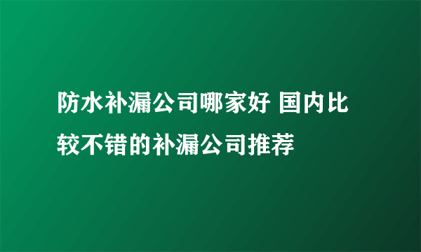 防水补漏公司哪家好 国内比较不错的补漏公司推荐