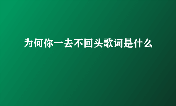 为何你一去不回头歌词是什么