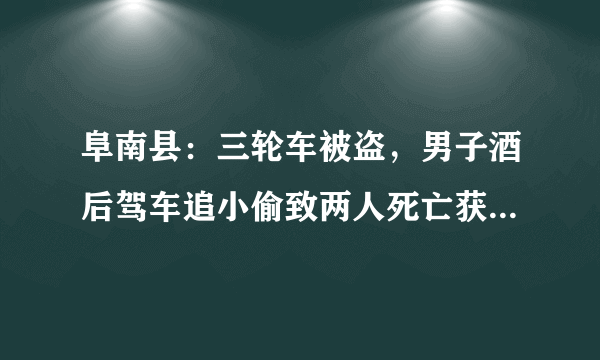 阜南县：三轮车被盗，男子酒后驾车追小偷致两人死亡获刑, 你怎么看？
