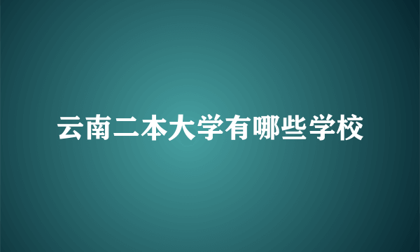 云南二本大学有哪些学校
