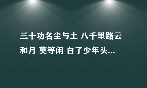 三十功名尘与土 八千里路云和月 莫等闲 白了少年头 空悲切