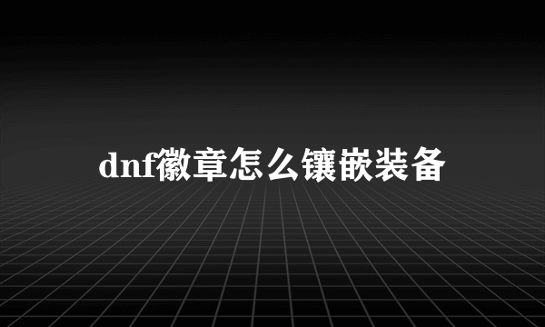 dnf徽章怎么镶嵌装备