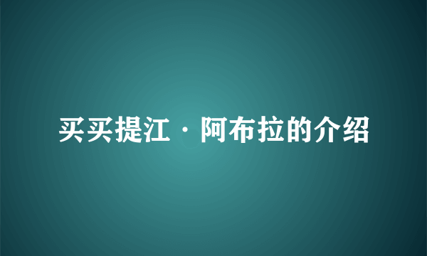 买买提江·阿布拉的介绍
