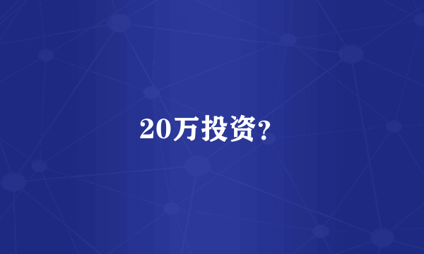 20万投资？