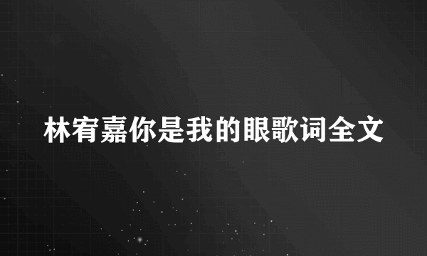 林宥嘉你是我的眼歌词全文