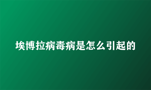 埃博拉病毒病是怎么引起的