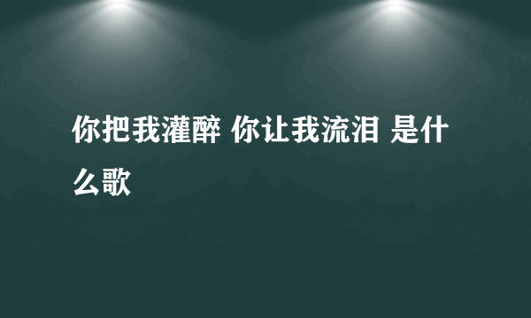 你把我灌醉 你让我流泪 是什么歌