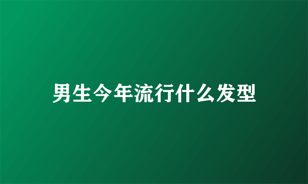 男生今年流行什么发型