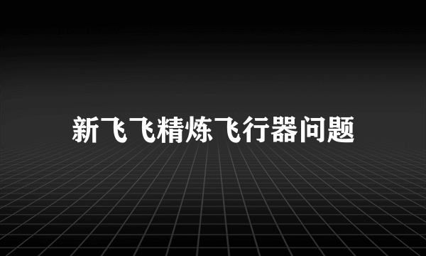 新飞飞精炼飞行器问题