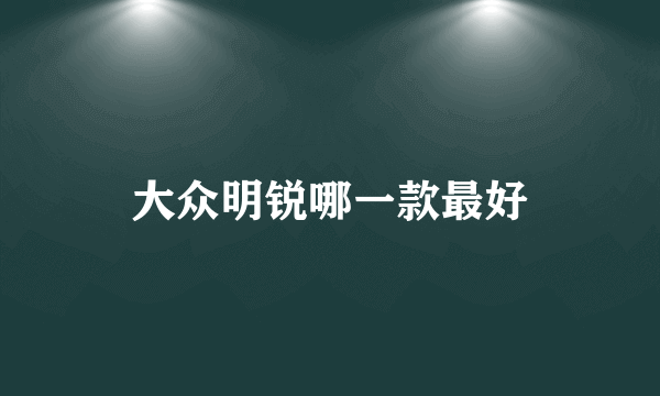 大众明锐哪一款最好