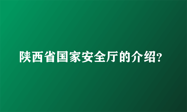 陕西省国家安全厅的介绍？
