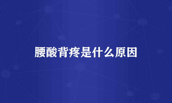 腰酸背疼是什么原因