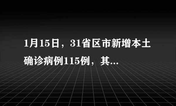 1月15日，31省区市新增本土确诊病例115例，其中河北90例，目前防疫情况如何？