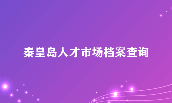 秦皇岛人才市场档案查询