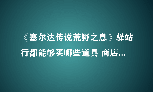 《塞尔达传说荒野之息》驿站行都能够买哪些道具 商店与驿站行商货品一览