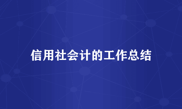 信用社会计的工作总结