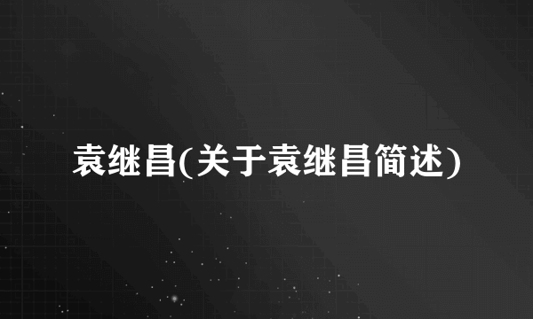 袁继昌(关于袁继昌简述)