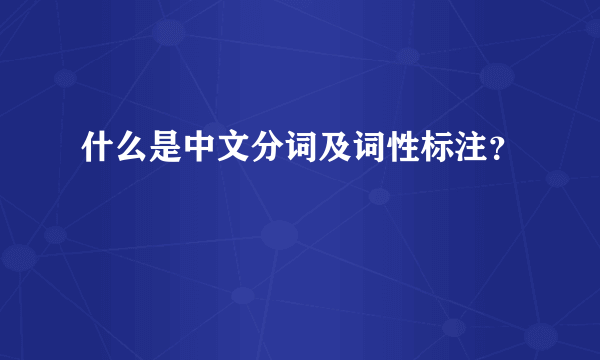 什么是中文分词及词性标注？