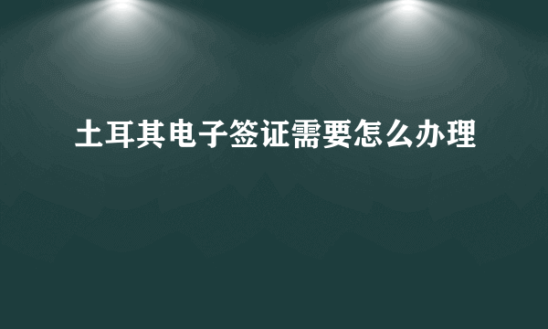 土耳其电子签证需要怎么办理