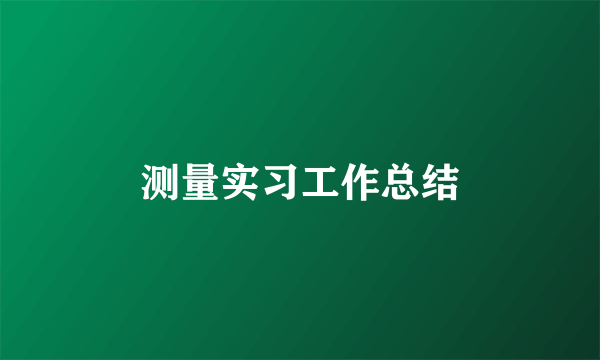 测量实习工作总结