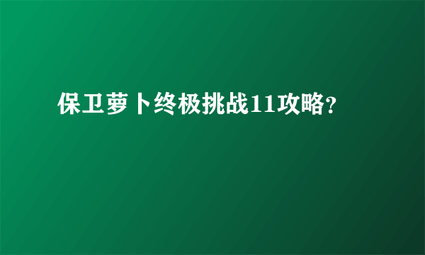 保卫萝卜终极挑战11攻略？