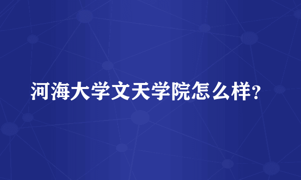 河海大学文天学院怎么样？