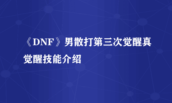 《DNF》男散打第三次觉醒真觉醒技能介绍