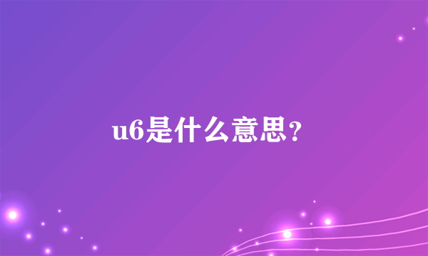 u6是什么意思？