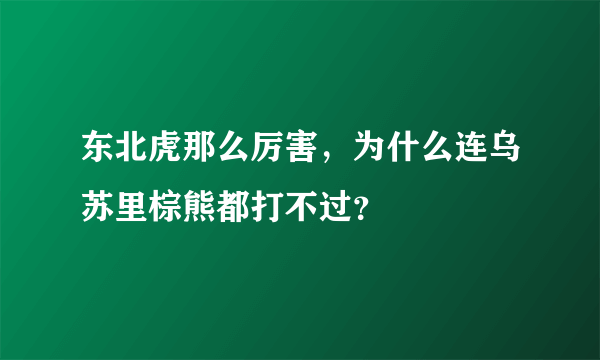 东北虎那么厉害，为什么连乌苏里棕熊都打不过？