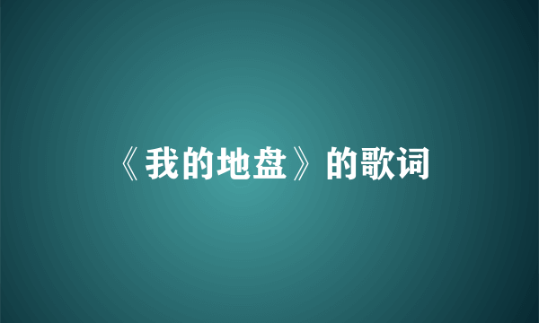 《我的地盘》的歌词