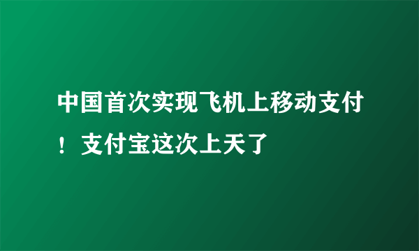中国首次实现飞机上移动支付！支付宝这次上天了