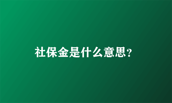社保金是什么意思？