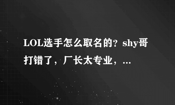LOL选手怎么取名的？shy哥打错了，厂长太专业，看到小狗：真实！