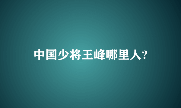 中国少将王峰哪里人?
