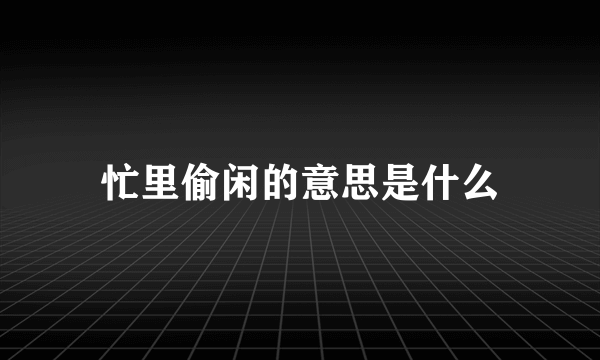 忙里偷闲的意思是什么