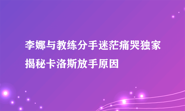 李娜与教练分手迷茫痛哭独家揭秘卡洛斯放手原因