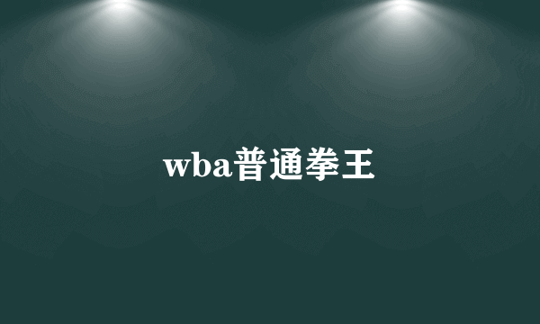 wba普通拳王