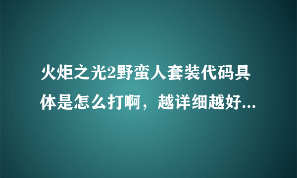火炬之光2野蛮人套装代码具体是怎么打啊，越详细越好，看网上套装代码就发几个数字，直接不明白啥意思。
