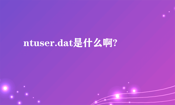 ntuser.dat是什么啊?