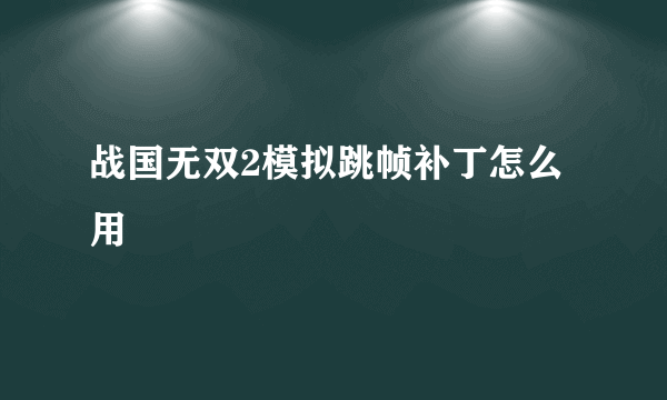 战国无双2模拟跳帧补丁怎么用
