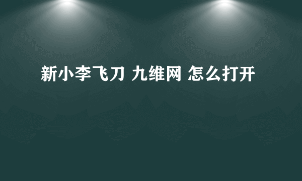 新小李飞刀 九维网 怎么打开
