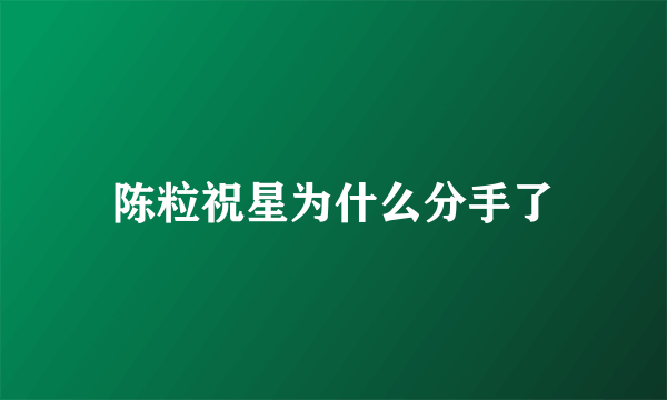 陈粒祝星为什么分手了