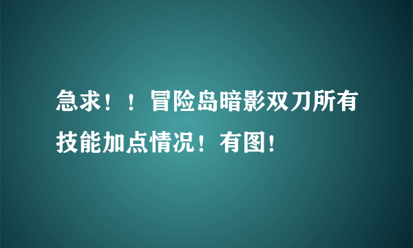 急求！！冒险岛暗影双刀所有技能加点情况！有图！