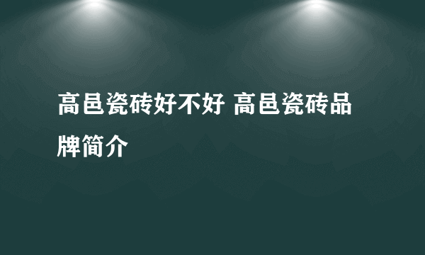 高邑瓷砖好不好 高邑瓷砖品牌简介