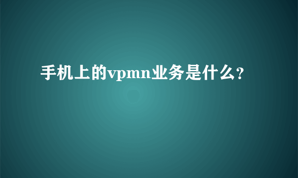 手机上的vpmn业务是什么？