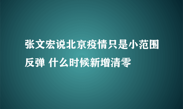 张文宏说北京疫情只是小范围反弹 什么时候新增清零