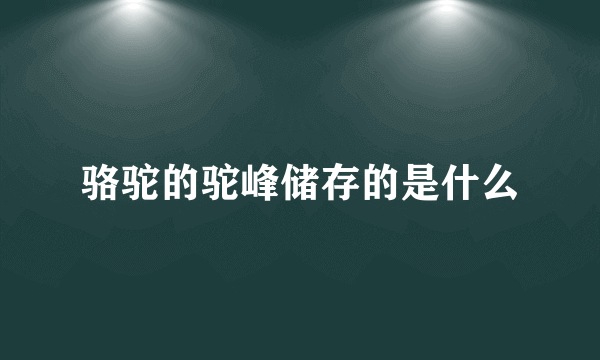 骆驼的驼峰储存的是什么