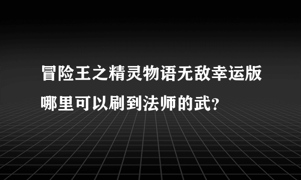 冒险王之精灵物语无敌幸运版哪里可以刷到法师的武？