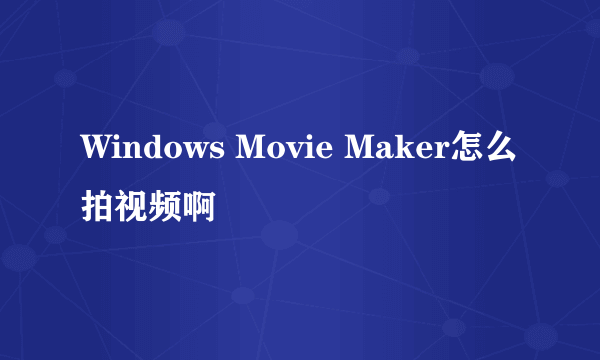Windows Movie Maker怎么拍视频啊